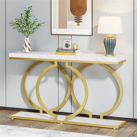 Amazon.com: Tribesigns Gold Console Table, 55 inch Faux Marble Entryway ...