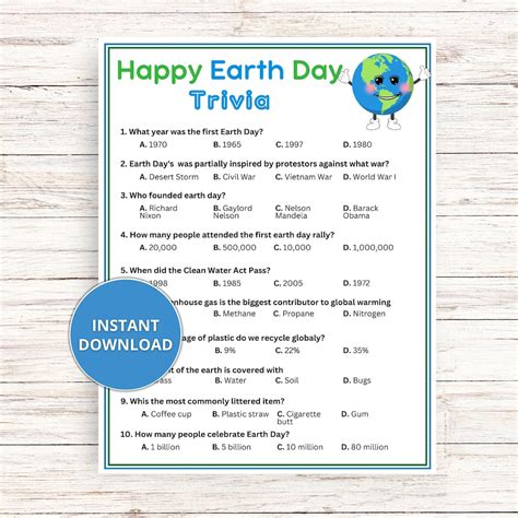 Earth Day Trivia Game for Teens & Adults • Fun Earth Day Game ...