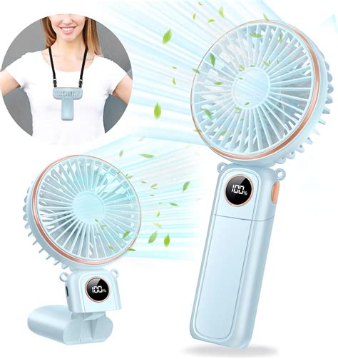 Amazon.com: Portable Handheld Fan 5200mAh, USB Rechargeable Foldable ...