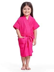 Buy Sanddune Baby Girl's Terry Cotton Bathrobe Half Sleeves, Knee ...