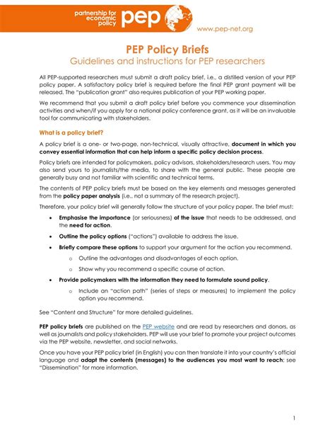 Free Printable Policy Brief Templates [Word, PDF] Example