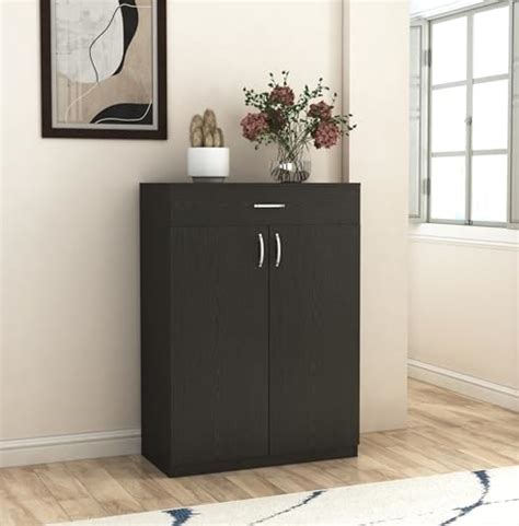 DesignFit Engineered Wood Shoe Rack with 2 Door and 1 Drawer for Living ...