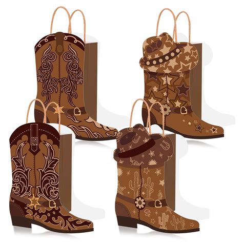 Nlicrst 16 Pcs PresNok Cowboy Boots Paper Goodie Bags Theme Party ...