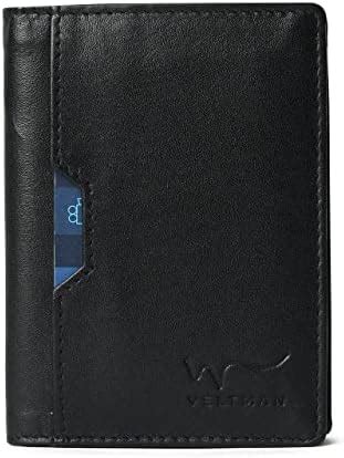 Buy ADAM ZAC VELTMAN Black Genuine Leather Minimalist Wallet for Men ...