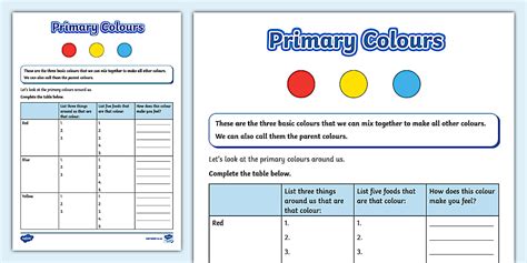 Primary Colours - Activity Sheet (teacher made) - Twinkl