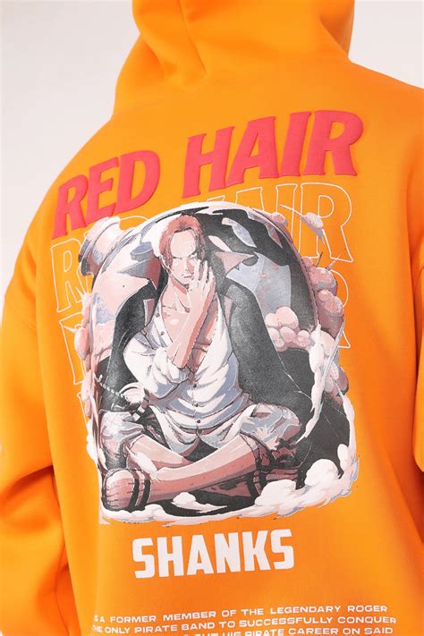 Anime Orange Graphic Drop Shoulder Oversized Digital 3D Puff Print Hoo ...