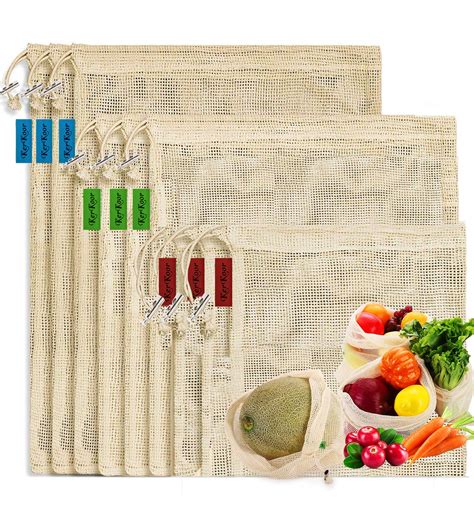Buy KerKoor Reusable-Cotton-Mesh-Produce-shopping-Bags-Washable Eco ...