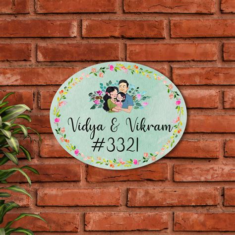 Buy Oval Hand-painted Family Character Nameboard Online On Zwende