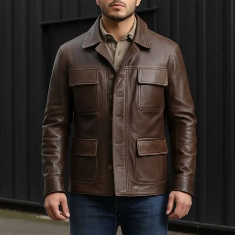 Men's Leather Jacket - Pure Leather in Brown - Trucker by Devoted