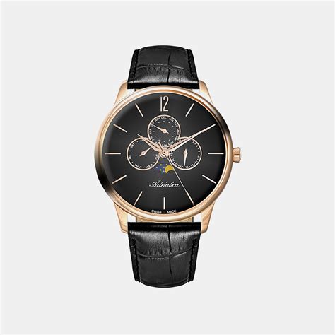 Adriatica Moonphase Men Black Leather Watch A8269.9256QF – Just In Time