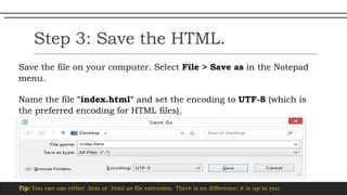 How to Save a File in HTML Format in Notepad 的图像结果