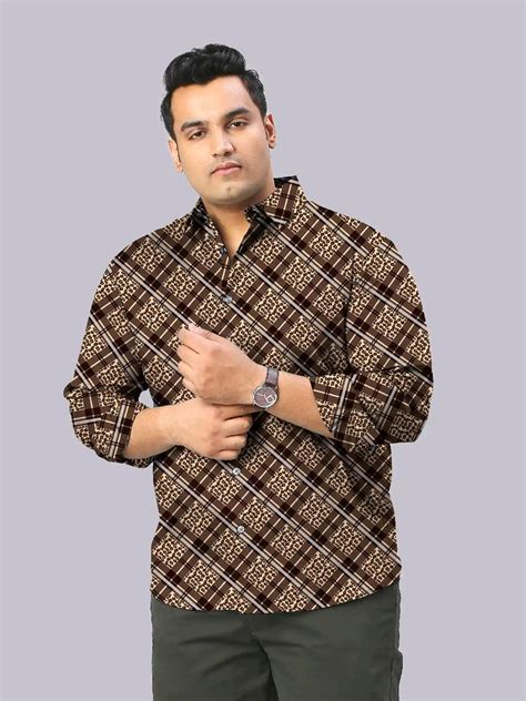 Buy Tiger Skin Checks Men’s Plus Size Full Sleeve Shirt | Guniaa
