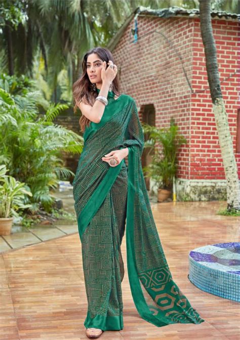 Green Brasso Saree – Fashionous