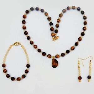 Buy Tiger Eye Yellow Jade Necklace Set,yellow Jade Necklace Set, Brown ...