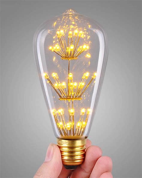 Pear Shape Vintage Edison LED Bulb ST64 Firework Tree Filament Bulb, E ...