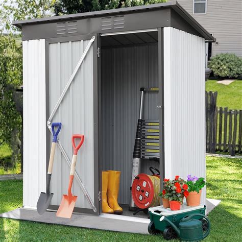 Buy Outdoor Vertical Storage Shed, BTMWAY 5' x 3' Metal Backyard ...