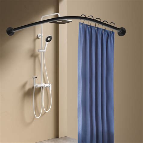 Miumaeov Adjustable Shower Curtain Rod Stainless Steel Bathroom Bath ...
