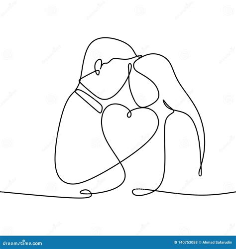 Couple in Love with Continuous One Line Drawing Vector Illustration ...
