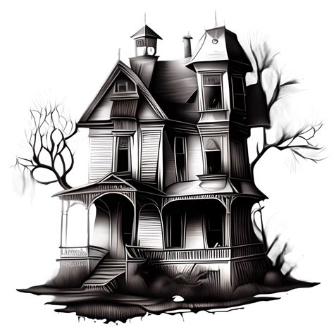 Vintage Haunted House Drawing · Creative Fabrica
