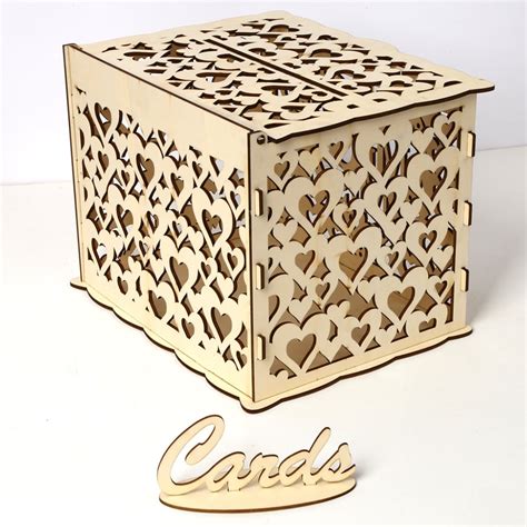 Buy Aibecy Wedding Card Box with Lock Rustic Wood Gift Box Card Holder ...