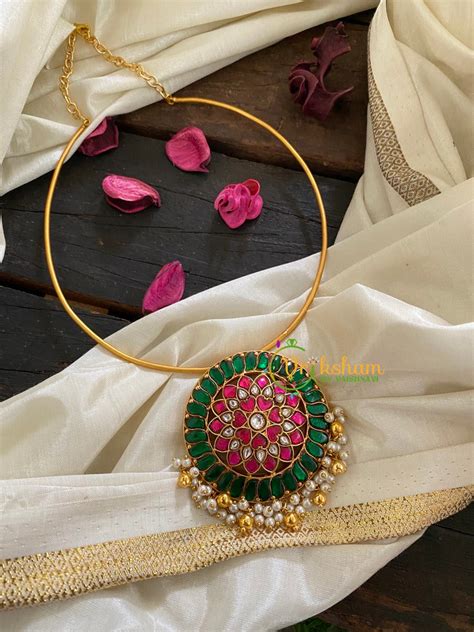 Precious Kundan Jadau Pendant Hasli Choker-J00001 – vrikshamindia