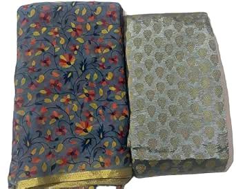 Buy Saini Vastra Floral Print Lace Border Chiffon Saree With Brocade ...