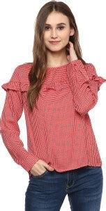 HARPA Casual Full Sleeve Checkered Women Red Top - Buy HARPA Casual ...
