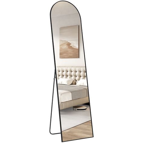 Gianna 59"x16" Arched Full Length Mirror with Stand Aluminum Frame ...