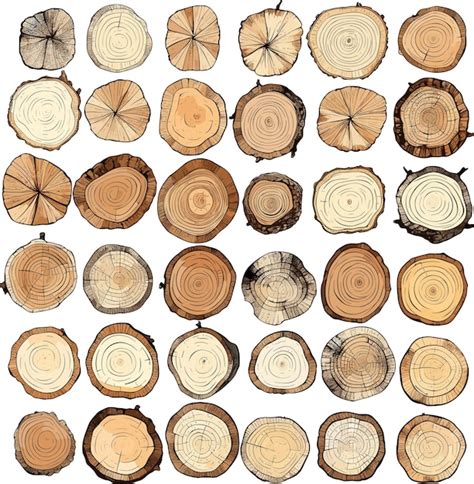 Grote ruimte kleurrijke hand getrokken schets hout plakjes set art ...