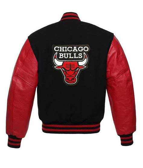 Black and Red Letterman Chicago Bulls Varsity Jacket - Jackets Expert