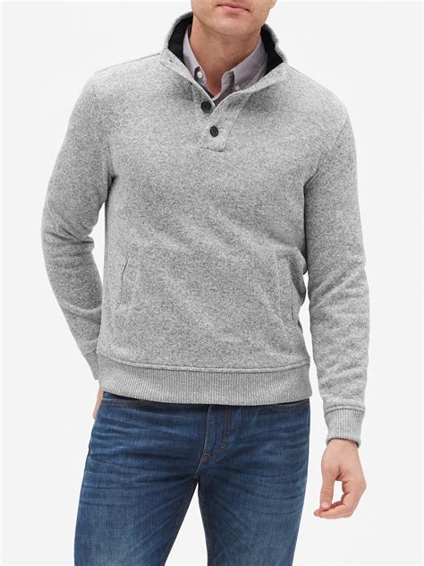 Marled Fleece Mock Neck Pullover Sweater | Banana Republic Factory