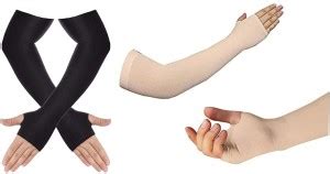 Krystle Men & women hand cover thumbhole arm sleeve pack of 2 (black ...