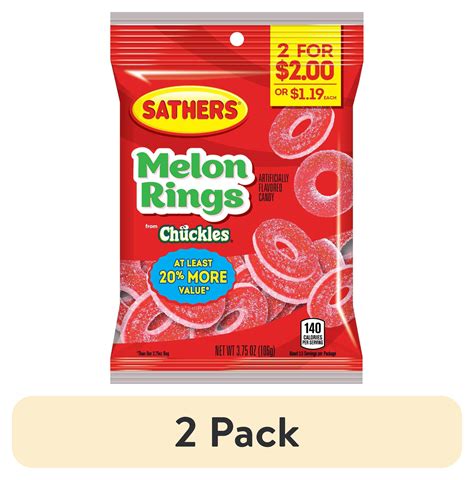(2 pack) Sathers, Melon Gummi Rings, 3.75 Oz - Walmart.com