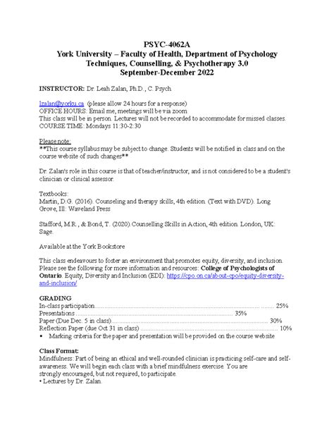 Syllabus - PSYC-4062A York University – Faculty of Health, Department ...