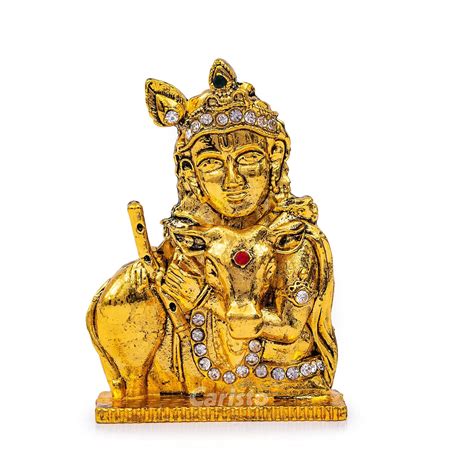 Buy Caristo Bansuri Krishna Idol with Cow Statue | Bal Gopal Murti (ID ...