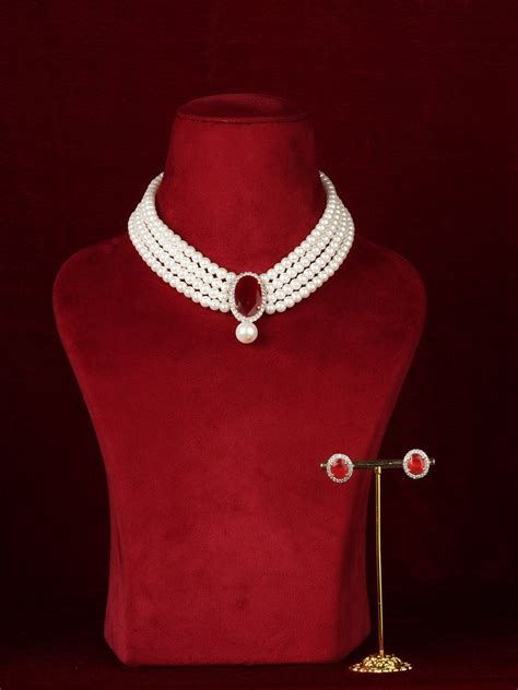 Pink Color Gold Plated Faux Diamond Necklace Set - CZSET139P – Mortantra