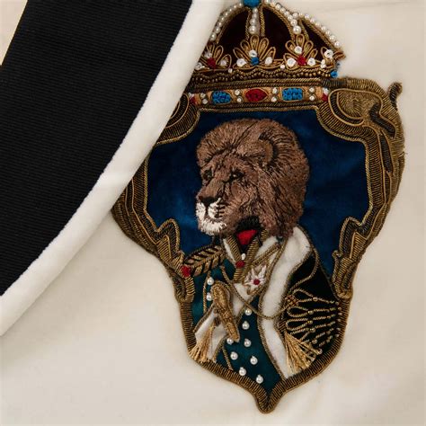 Dolce & Gabbana Royal Crown Lion Velvet Blazer Tuxedo Jacket White ...