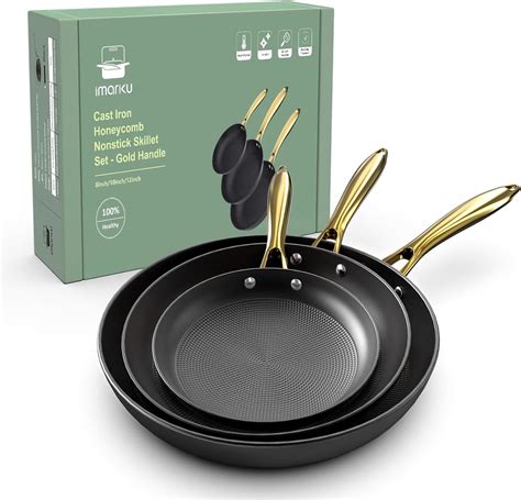 Amazon.com: imarku Non Stick Frying Pans, Nonstick Cast Iron Skillets 3 ...