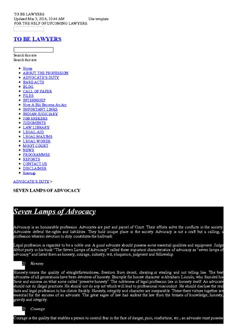 Seven Lamps OF Advocacy - TO BE LAWYERS Updated Mar 3, 2016, 10:44 AM ...