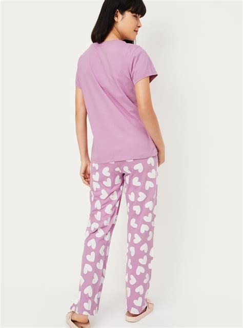 Buy Women Heart Printed PJ Set Online at just Rs. 899.0 - 1000013987498 ...