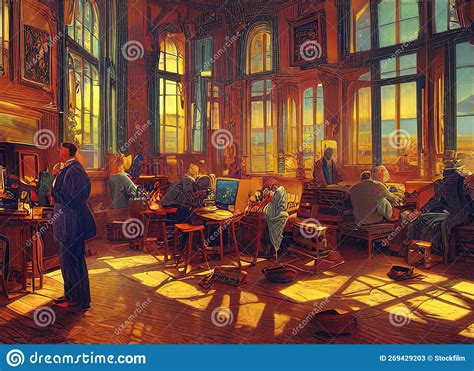Data Analysts Job Fictional Work Environment. Stock Illustration - Illustration of modern ...