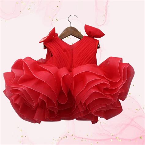 Bows Enhanced Ruffle Layered Red Net Dress – Who Wore Whhat
