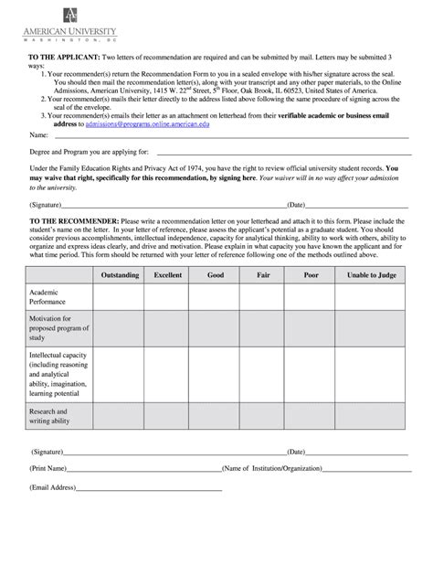 Fillable Online programs online american Letters of recommendation ...