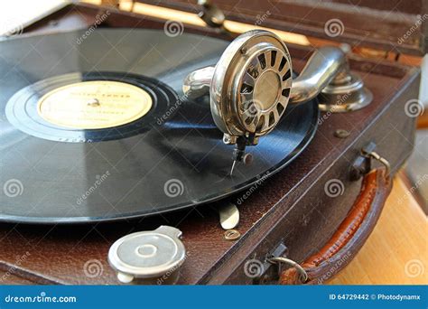 Vintage Phonograph Record Player Stock Photo - Image of portable ...