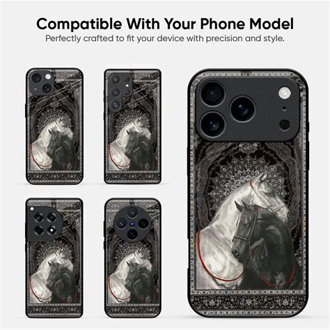 Black And White Horses Glass Case – Qrioh.com