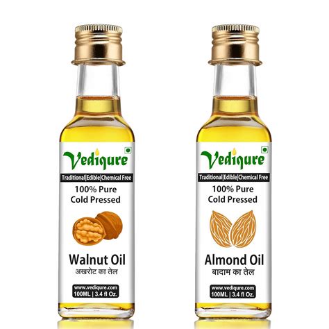 Vediqure 100% Pure Natural Cold Pressed Edible Akhrot Ka Tel and Badam ...
