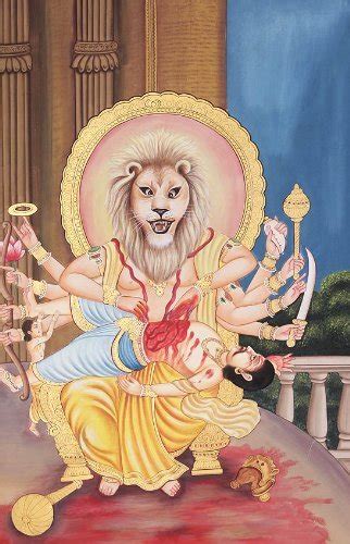 Exotic India Lord Narasimha Killing the Demon Hiranyakashipu - Water ...