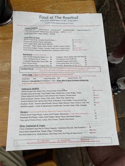 Rosebud Restaurant Menu at Richard Montejano blog