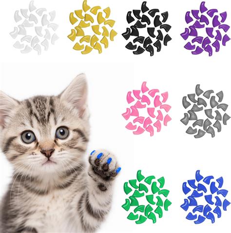 Amazon.com : 160pcs (8 Colors) Cat Nail Caps – Cat Claw Caps with ...