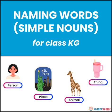 KG English Grammar Worksheet on Simple Naming Words | PlanetSpark